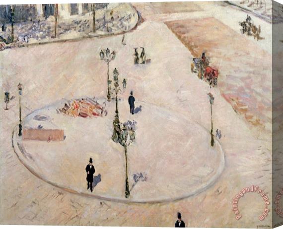 Gustave Caillebotte Traffic Island On Boulevard Haussmann Stretched Canvas Painting / Canvas Art