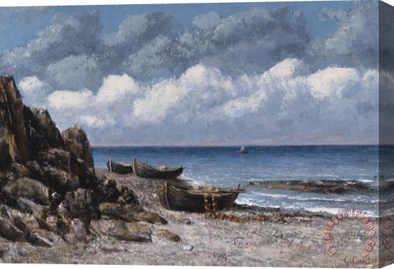 Gustave Courbet Boats At St Aubain Stretched Canvas Painting / Canvas Art