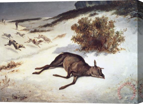 Gustave Courbet Hind Forced Down In The Snow Stretched Canvas Painting / Canvas Art
