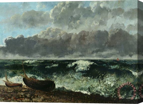 Gustave Courbet The Stormy Sea Or, The Wave Stretched Canvas Print / Canvas Art