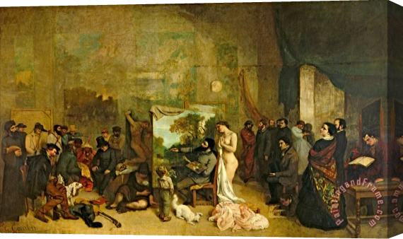 Gustave Courbet The Studio of The Painter, a Real Allegory Stretched Canvas Painting / Canvas Art