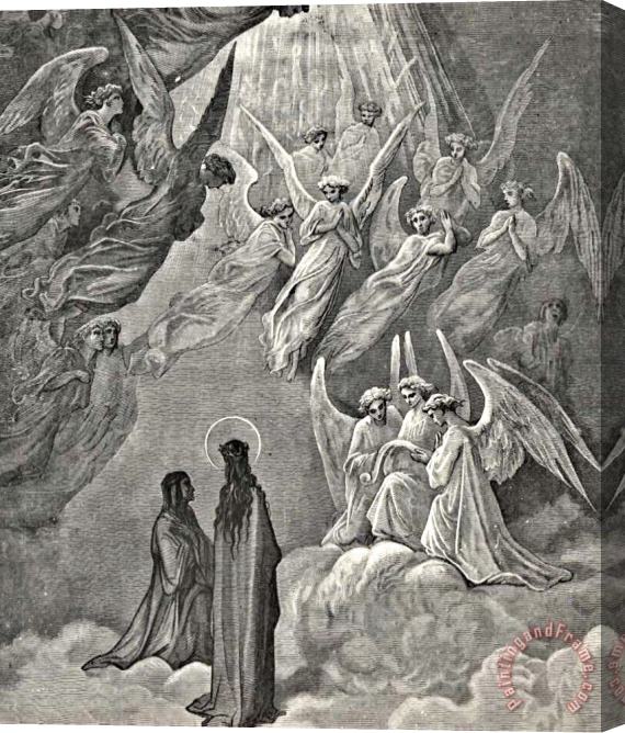 Gustave Dore Angels In Heaven Dante's Divine Comedy Illustration Stretched Canvas Painting / Canvas Art