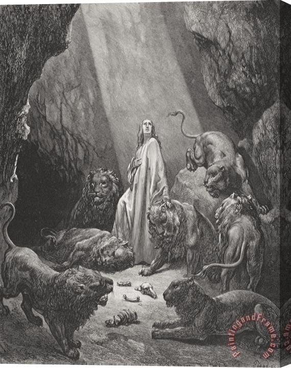 Gustave Dore Daniel In The Den Of Lions Stretched Canvas Print / Canvas Art