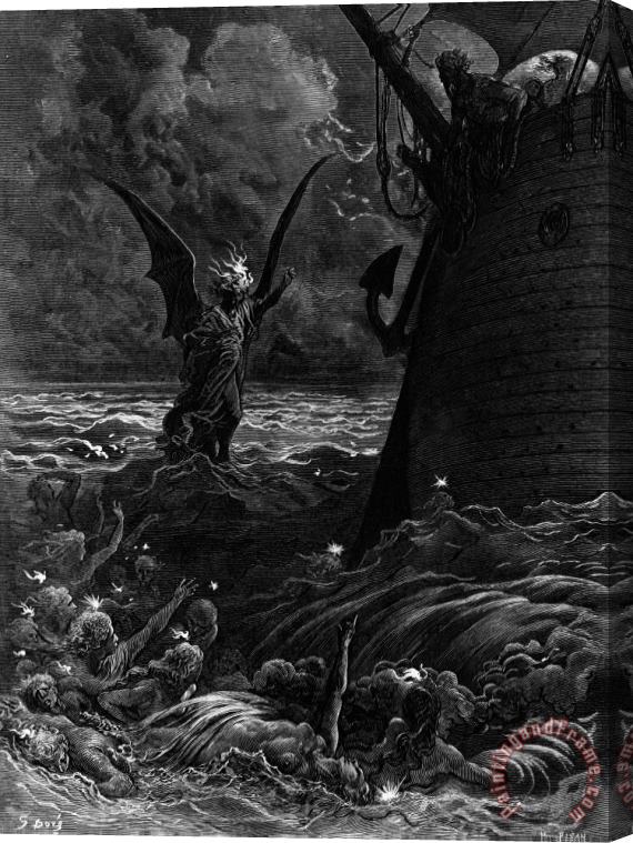 Gustave Dore Death-fires Dancing Around The Becalmed Ship Stretched Canvas Painting / Canvas Art
