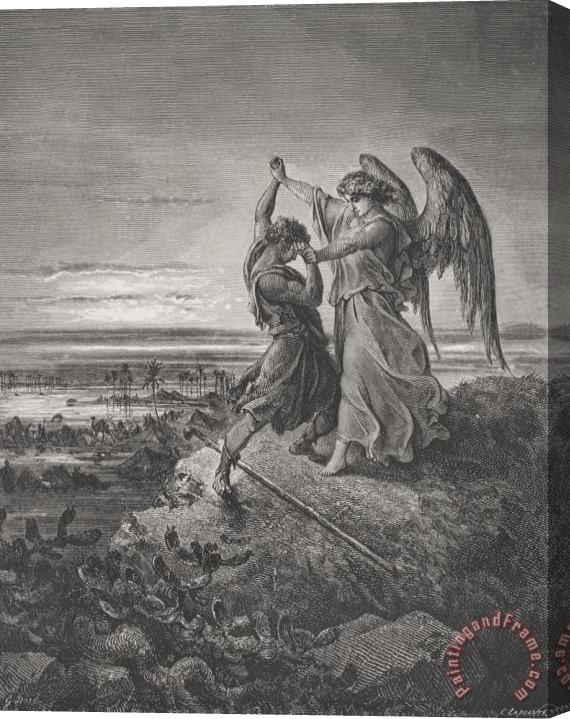 Gustave Dore Jacob Wrestling With The Angel Stretched Canvas Painting / Canvas Art