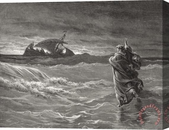 Gustave Dore Jesus Walking On The Sea John 6 19 21 Stretched Canvas Print / Canvas Art