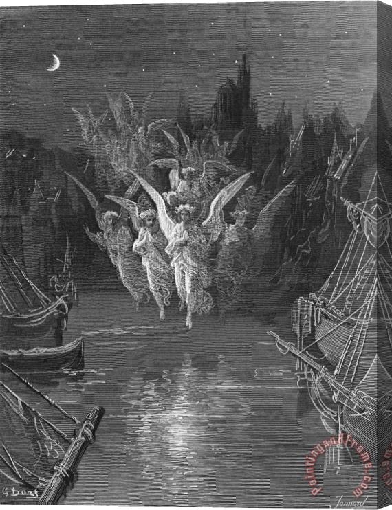 Gustave Dore The Angelic Spirits Leave The Dead Bodies And Appear In Their Own Forms Of Light Stretched Canvas Painting / Canvas Art