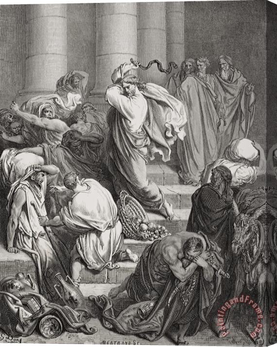 Gustave Dore The Buyers And Sellers Driven Out Of The Temple Stretched Canvas Print / Canvas Art
