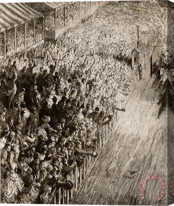 Gustave Dore The Finishing Line Of The Derby Stretched Canvas Print / Canvas Art