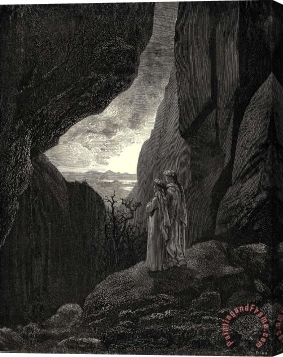 Gustave Dore The Inferno, Canto 34, Lines 127&#173;129 by That Hidden Way My Guide And I Did Enter, to Return to The Fair World Stretched Canvas Print / Canvas Art