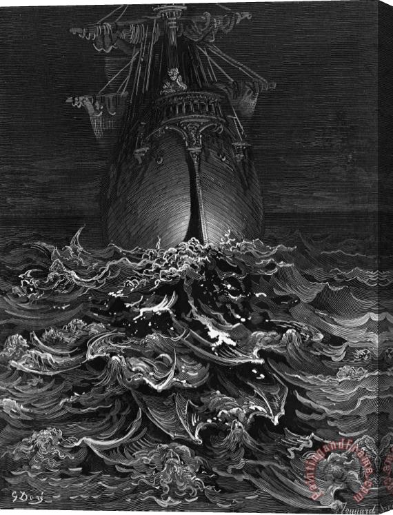Gustave Dore The Mariner Gazes On The Ocean And Laments His Survival While All His Fellow Sailors Have Died Stretched Canvas Print / Canvas Art