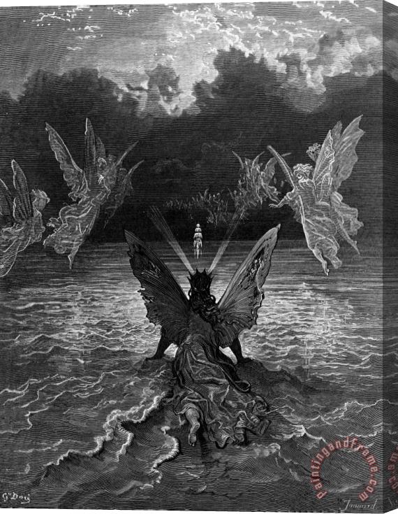 Gustave Dore The Ship Continues To Sail Miraculously Moved By A Troupe Of Angelic Spirits Stretched Canvas Painting / Canvas Art