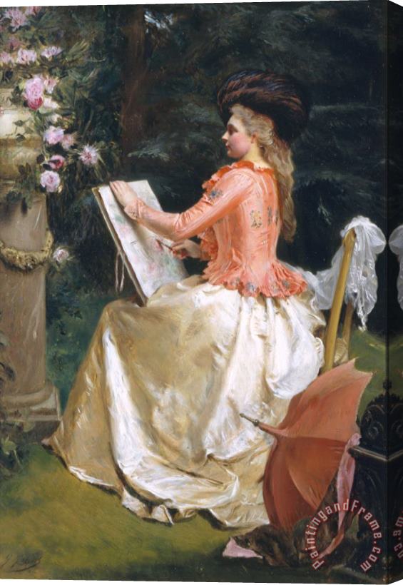 Gustave Jean Jacquet The Artist in The Garden Stretched Canvas Painting / Canvas Art