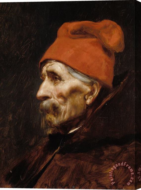 Gyzis Nikolaos Old Man Wearing a Red Fez Stretched Canvas Painting / Canvas Art