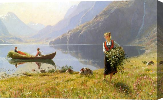 Hans Dahl On The Banks of The Fjord Stretched Canvas Print / Canvas Art