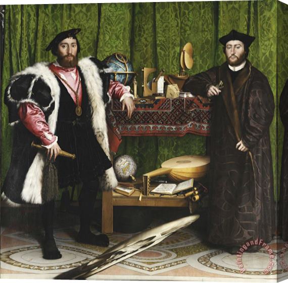 Hans Holbein the Younger The Ambassadors Stretched Canvas Painting / Canvas Art