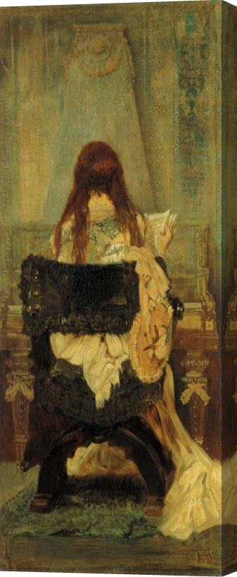 Hans Makart Lady at The Spinett Stretched Canvas Print / Canvas Art