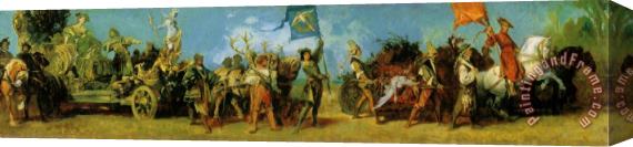 Hans Makart The Anniversary Parade Feast Wagen of The Hunt Stretched Canvas Painting / Canvas Art