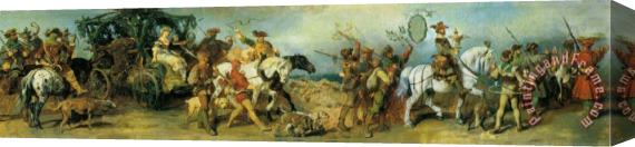 Hans Makart The Anniversary Parade Hunting Party with Treasure Wagon Stretched Canvas Print / Canvas Art