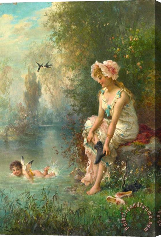 Hans Zatzka Love by The River's Edge Stretched Canvas Painting / Canvas Art