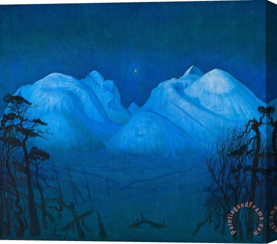 Harald Sohlberg Winter Night in The Mountains Stretched Canvas Painting / Canvas Art