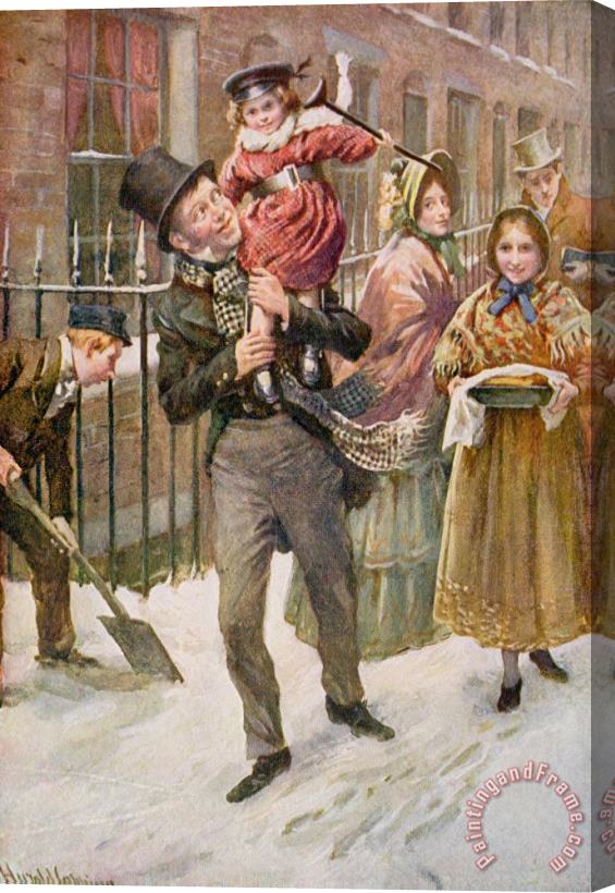 Harold Copping Bob Cratchit And Tiny Tim Stretched Canvas Painting / Canvas Art