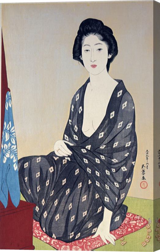 Hashiguchi Goy Natsugoromo No Onna (woman in a Summer Garment) Stretched Canvas Painting / Canvas Art