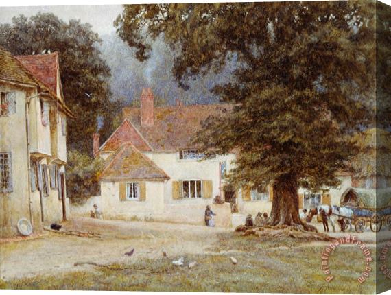 Helen Allingham A Cart by a Village Inn Stretched Canvas Painting / Canvas Art