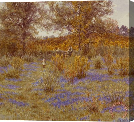 Helen Allingham Bluebell Copse Stretched Canvas Painting / Canvas Art