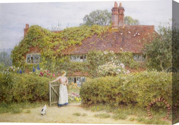 Helen Allingham Surrey Cottage Stretched Canvas Painting / Canvas Art