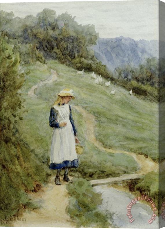 Helen Allingham The Goose-Girl Stretched Canvas Print / Canvas Art