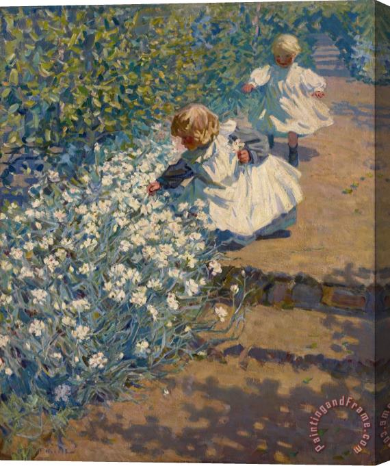 Helen Galloway Mcnicoll Picking Flowers Stretched Canvas Painting / Canvas Art