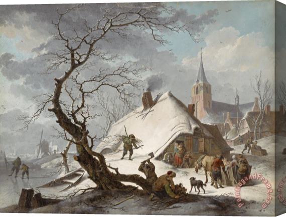Hendrik Meyer A Winter Scene Stretched Canvas Print / Canvas Art