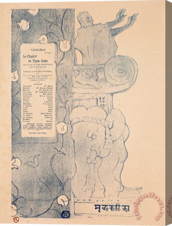 Henri de Toulouse-Lautrec Program for Le Theatre De L'oeuvre Presentation of The Terracotta Wagon (le Chariot De Terre Cuite) Stretched Canvas Print / Canvas Art