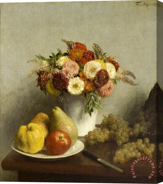 Henri Fantin Latour Flowers And Fruit 2 Stretched Canvas Print / Canvas Art