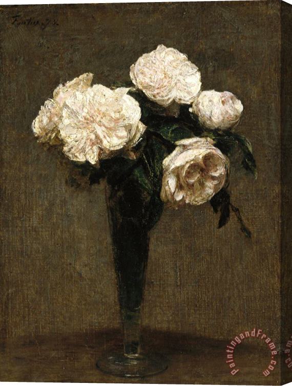 Henri Fantin Latour Roses in a Vase Stretched Canvas Painting / Canvas Art