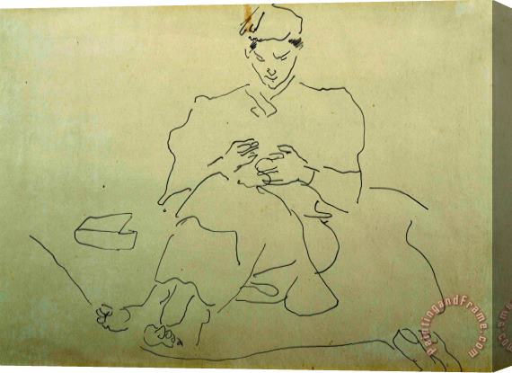 Henri Gaudier-brzeska Seated Figure Sewing Stretched Canvas Print / Canvas Art