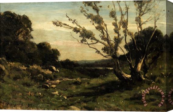 Henri Harpignies Morning in The Nievre Stretched Canvas Painting / Canvas Art