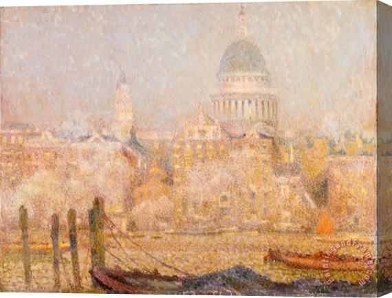 Henri Le Sidaner St. Paul's From The River Morning Sun in Winter Stretched Canvas Print / Canvas Art