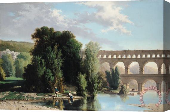 Henri Marie Poinsot View of the Pont du Gard Stretched Canvas Painting / Canvas Art