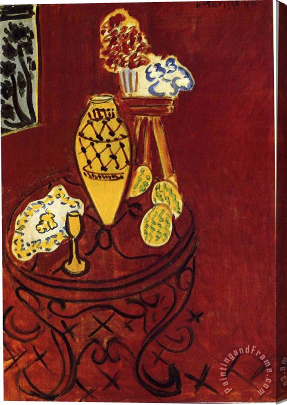 Henri Matisse Interior in Venetian Red 1946 Stretched Canvas Print / Canvas Art