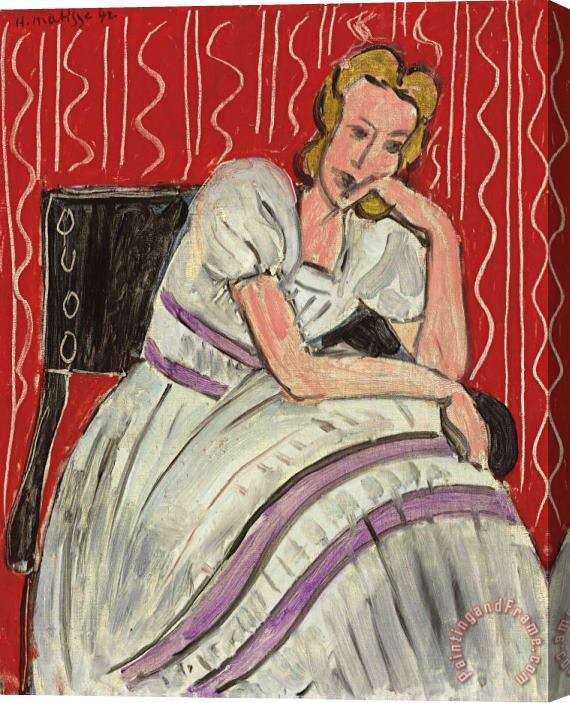 Henri Matisse Jeune Femme Assise En Robe Grise Stretched Canvas Painting / Canvas Art