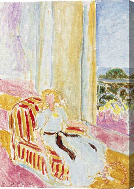 Henri Matisse Jeune Fille En Robe Blanche, Assise Pres De La Fenetre Stretched Canvas Print / Canvas Art
