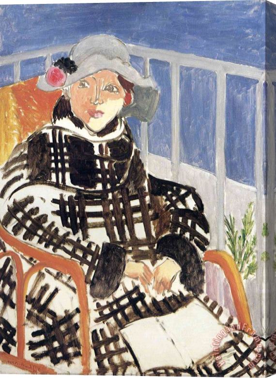 Henri Matisse Mlle Matisse in a Scotch Plaid Coat 1918 Stretched Canvas Painting / Canvas Art