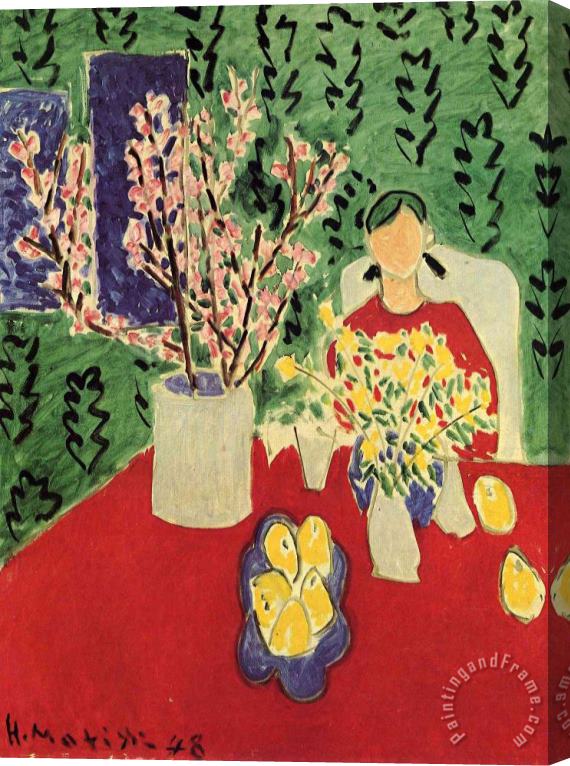 Henri Matisse Plum Blossoms Green Background 1948 Stretched Canvas Painting / Canvas Art