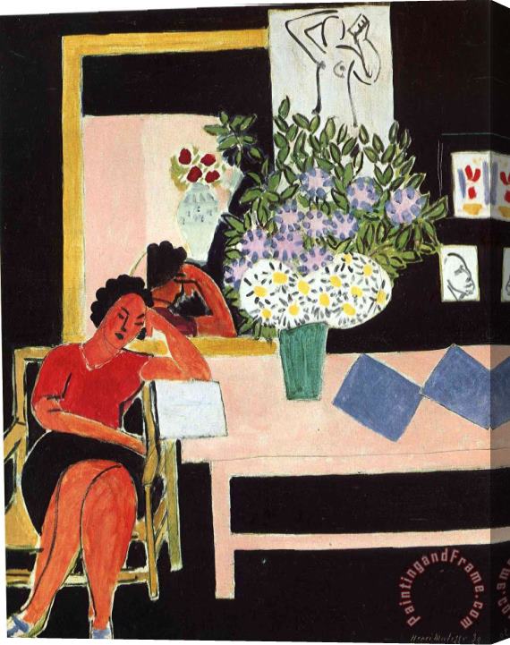 Henri Matisse Reader on a Black Background 1939 Stretched Canvas Painting / Canvas Art