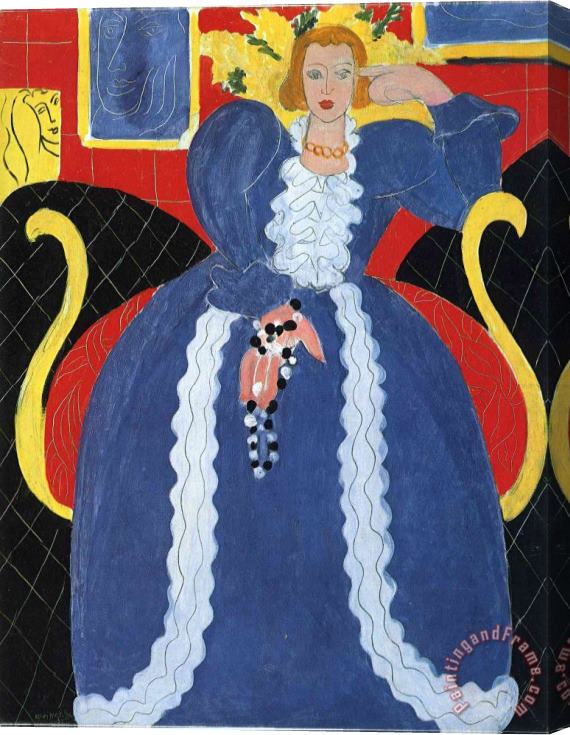 Henri Matisse Woman in Blue Or The Large Blue Robe And Mimosas 1937 Stretched Canvas Print / Canvas Art