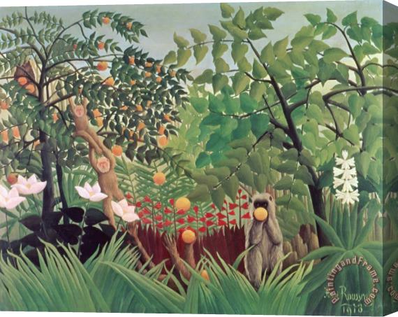 Henri Rousseau Exotic Landscape Stretched Canvas Painting / Canvas Art