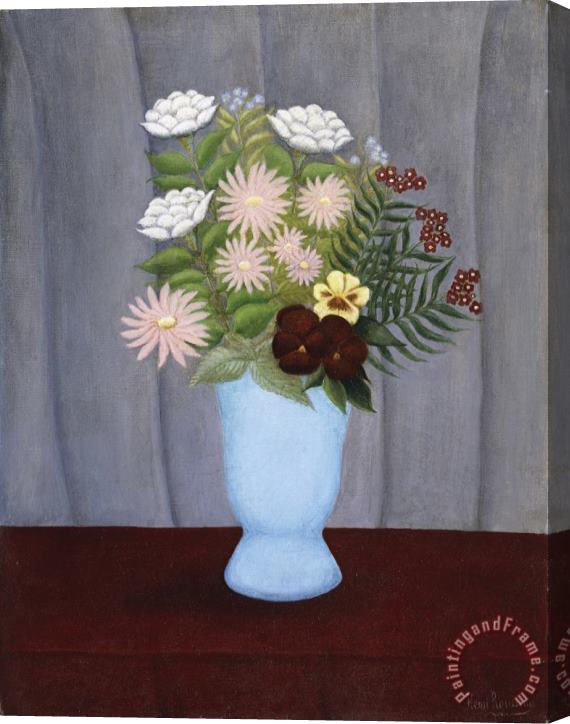 Henri Rousseau Garden Flowers Stretched Canvas Painting / Canvas Art