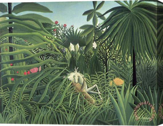 Henri Rousseau Jaguar Attacking a Horse Stretched Canvas Print / Canvas Art